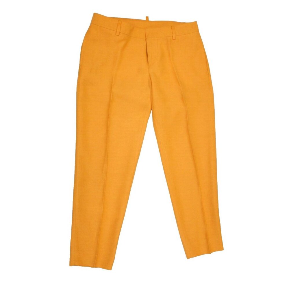 Dsquared2 Womens Pants Viscose Linen Cropped Mid Rise Logo Dry Cleaned Size 40